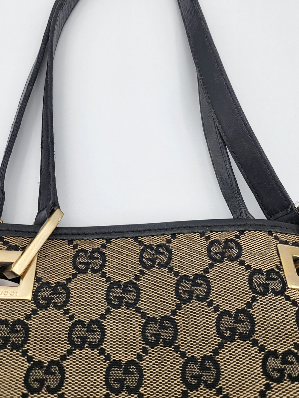 Gucci Tote Medium Bag GG Canvas & Black Leather...Authentic.... - Picture 14 of 16
